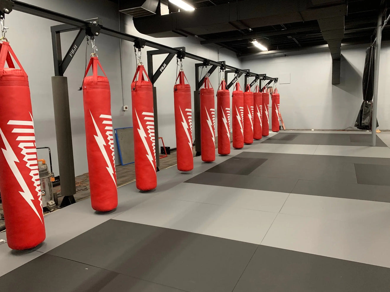 Heavy bag in a boxing gym